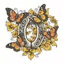 Horseshoe with butterflies  tattoo design idea