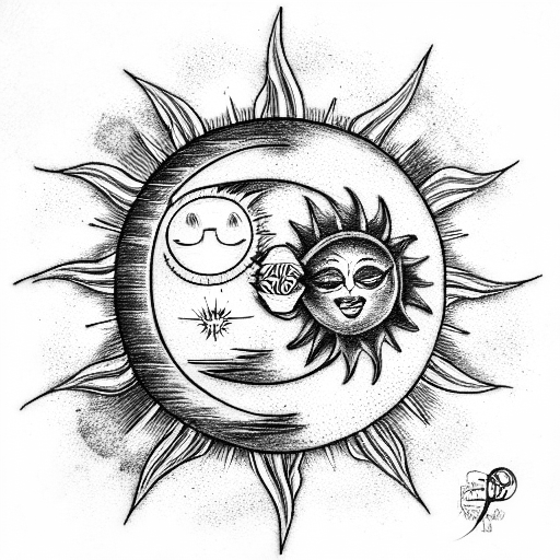 Sun and Moon tattoo design idea