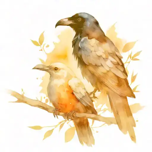 raven and dove tattoo design idea