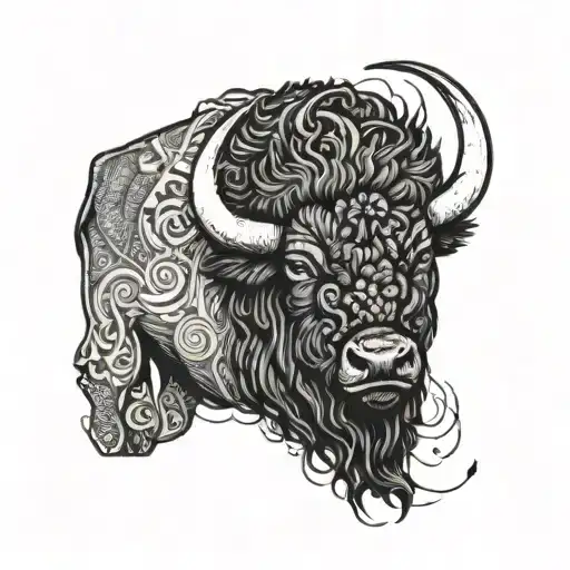 buffalo head tattoo design idea