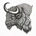 buffalo head tattoo design idea