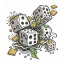 dice symbolizing the gamble, money pouring tattoo design idea