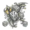 dice symbolizing the gamble, money pouring tattoo design idea