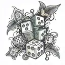 dice symbolizing the gamble, money pouring tattoo design idea