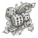 dice symbolizing the gamble, money pouring tattoo design idea