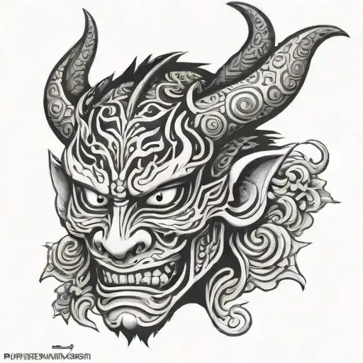 Hannya Japonesa mascara tattoo design idea