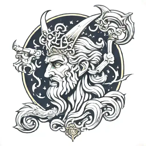 poseidon god tattoo design idea