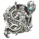 poseidon god tattoo design idea