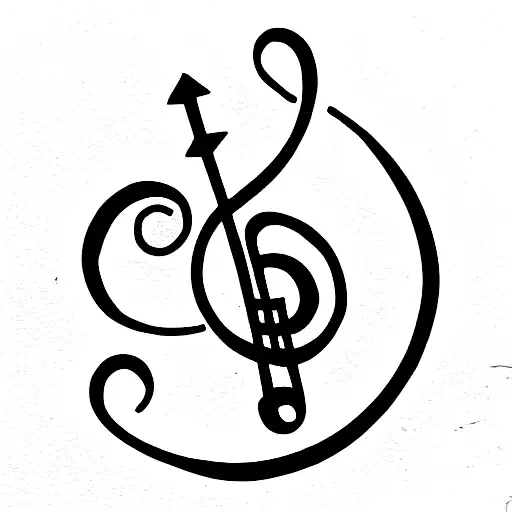 treble clef with cat tattoo design idea
