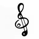 treble clef with cat tattoo design idea