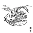 A simple yet meaningful tattoo depicting a dragon emerging from water, symbolizing the client's strength and resilience in overcoming challenges while embracing their Chinese heritage. tattoo design idea