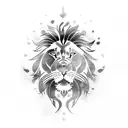 japanese lion with clouds around tattoo design idea