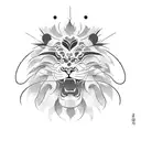 japanese lion with clouds around tattoo design idea