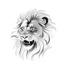japanese lion with clouds around tattoo design idea