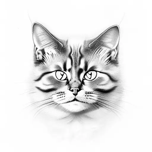 Evil looking cat tattoo design idea