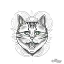 Evil looking cat tattoo design idea