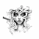 medusa crying smoking tattoo design idea
