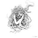 medusa crying smoking tattoo design idea