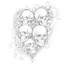 skulls in a heart tattoo design idea