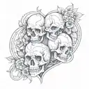 skulls in a heart tattoo design idea