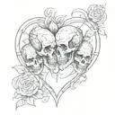 skulls in a heart tattoo design idea