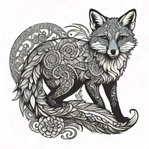 FOX MANDALA MOSAIC tattoo design idea