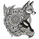 FOX MANDALA MOSAIC tattoo design idea