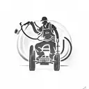 A silhouette of a mechanic working on a vintage truck, with sparks flying from the welding torch tattoo design idea