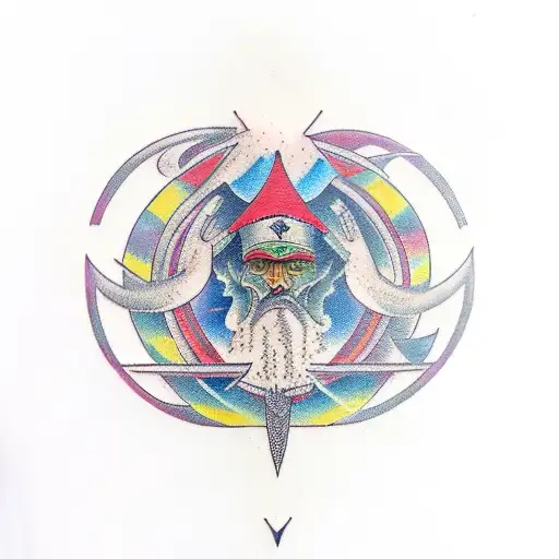 Abstract representation of the Tengri creation myth tattoo design idea