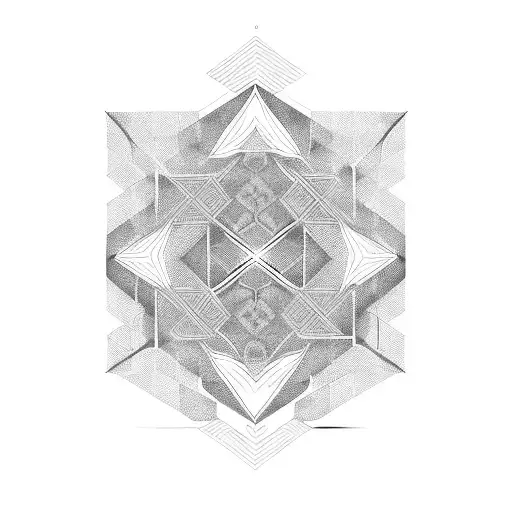 Tengri-inspired geometric patterns tattoo design idea