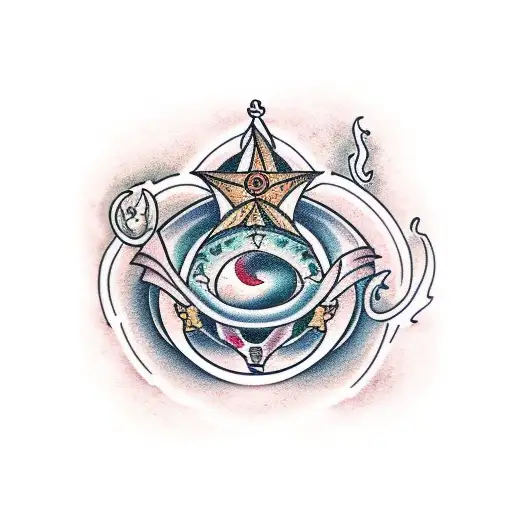 alchemy ocean tattoo design idea