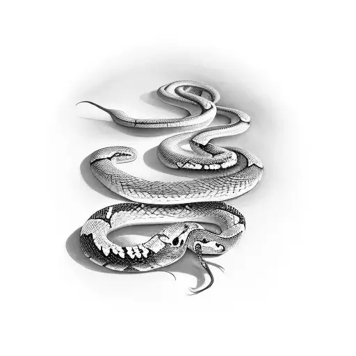 A winding road with a snake slithering through colorful wildflowers tattoo design idea