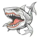 shark jaw outline tattoo design idea