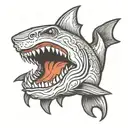 shark jaw outline tattoo design idea