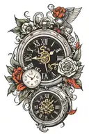 Clock broken into 4 pieces with the inscription carpe diem tattoo design idea