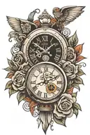 Clock broken into 4 pieces with the inscription carpe diem tattoo design idea