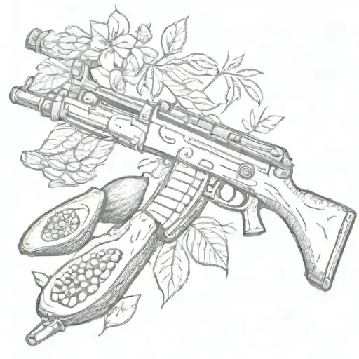 avocado shooting Ak 47 rifle tattoo design idea