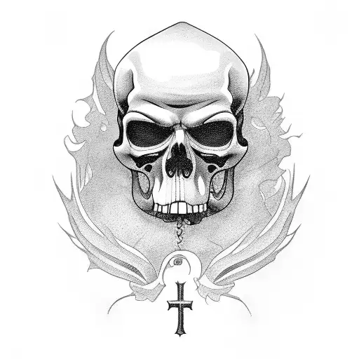Grim Reaper in cemetery with pitbull tattoo design idea