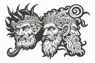 zeus face Medusa face tattoo design idea