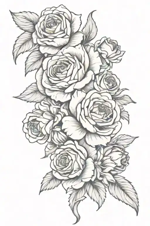  tattoo of Roses with narcissus's and chrysanthemums  tattoo design idea