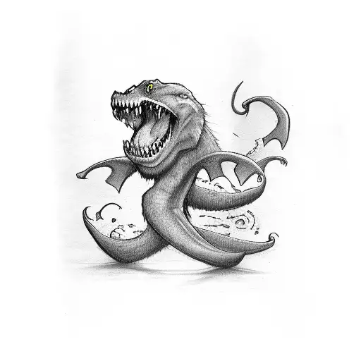 something made with the letters A, J, G with a vampire theme simple tattoo design idea