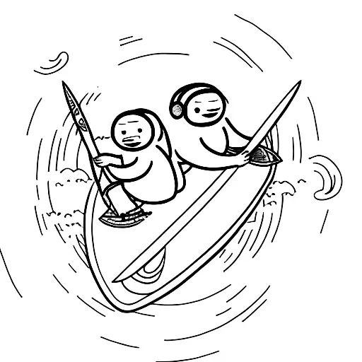 Finn and Jake Riding a Surfboard tattoo design idea