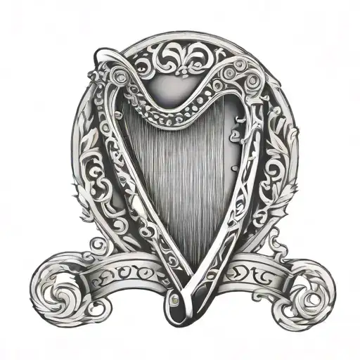 Irish harp tattoo design idea