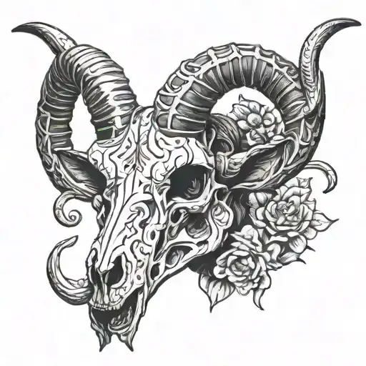 goat skull tattoo design idea