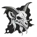 goat skull 2d tattoo design idea