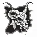 goat skull 2d tattoo design idea