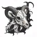 goat skull 2d tattoo design idea