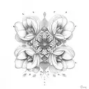 gothic flowers cathedral  tattoo design idea