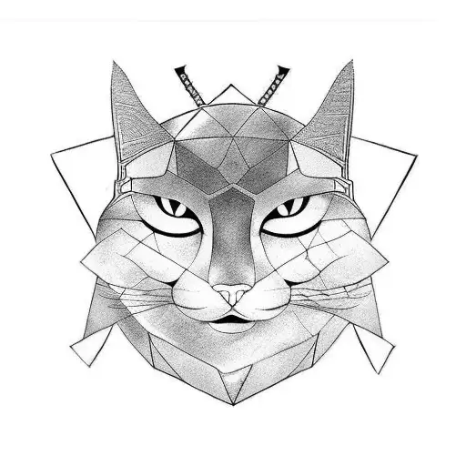 a samurai cat tattoo design idea