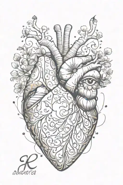 K Loves S Incorporated In Heart And Mind tattoo design idea